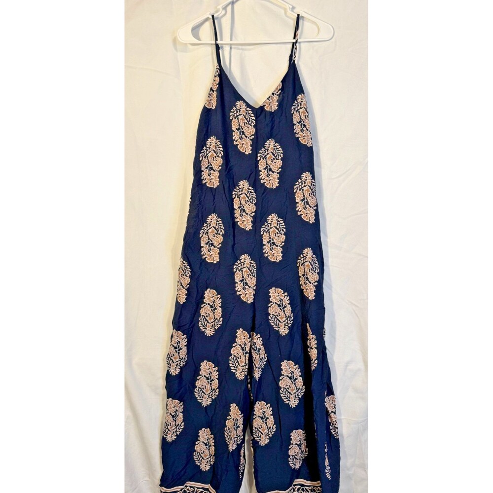 New Southern Charm Jumper Jumpsuit Boho Pattern Women's Large Comfy Cool Navy